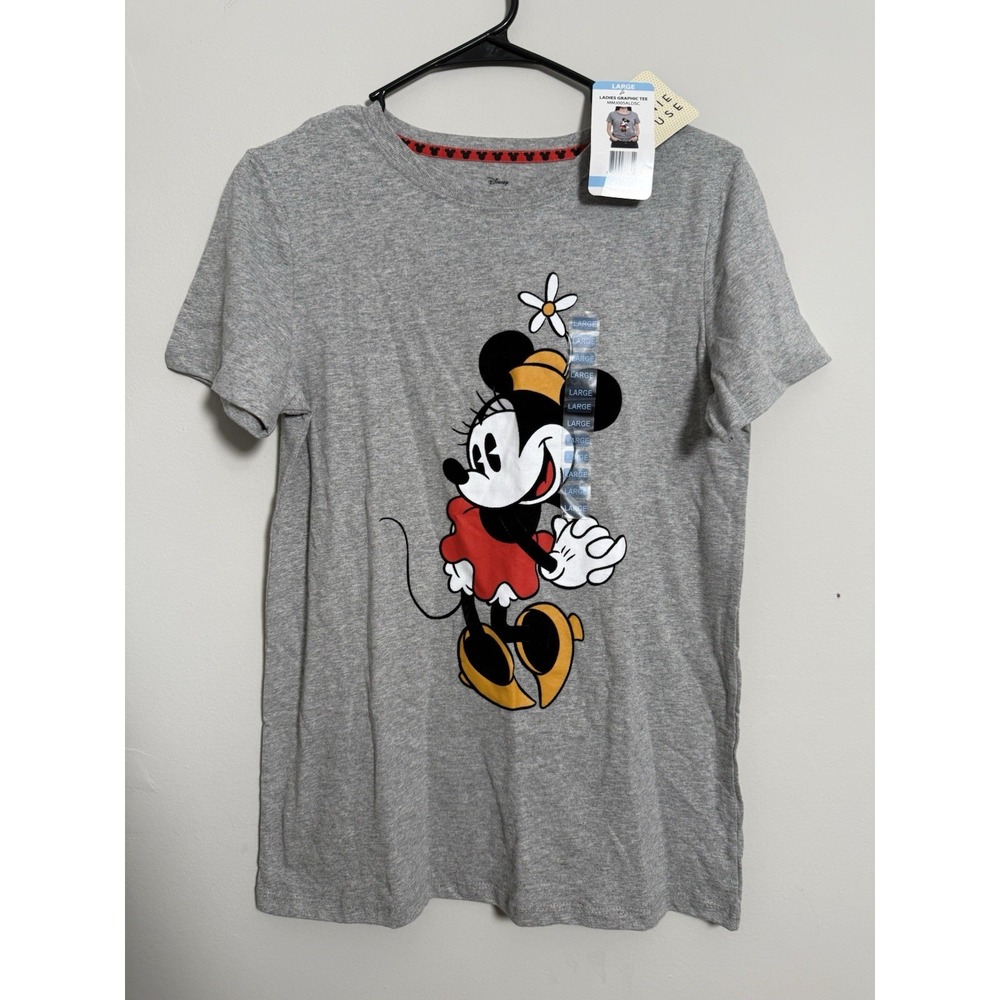 Disney Shirt Womens Sz L Gray Minnie Mouse Short Sleeve Tee Disney Trip Resort
